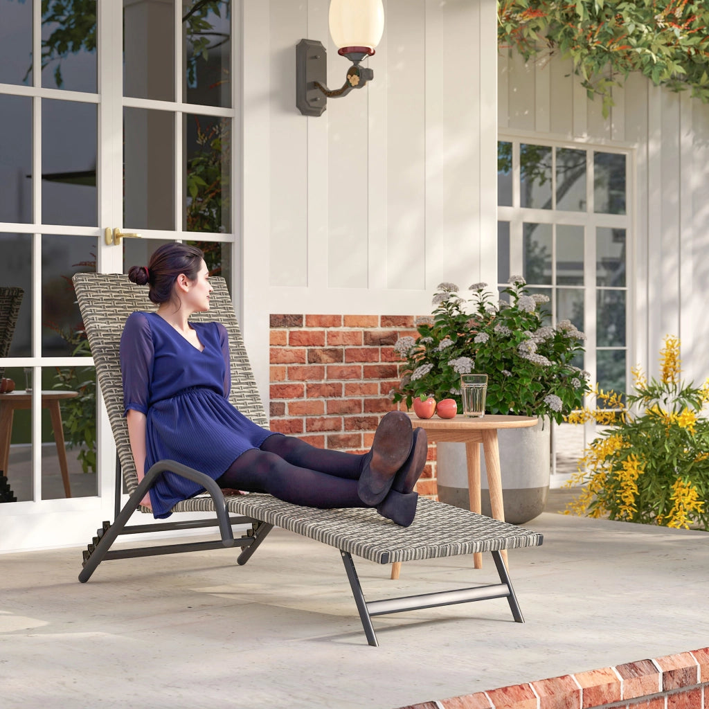 Chaise Longue in Resina Intrecciata ¨C zephmum ¨C Marrone 156x62x96cm
