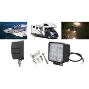Trade Shop - Faro Supplementare Profondità 12v 16 Led 48w Auto Fuoristrada Quadrato 6000k -