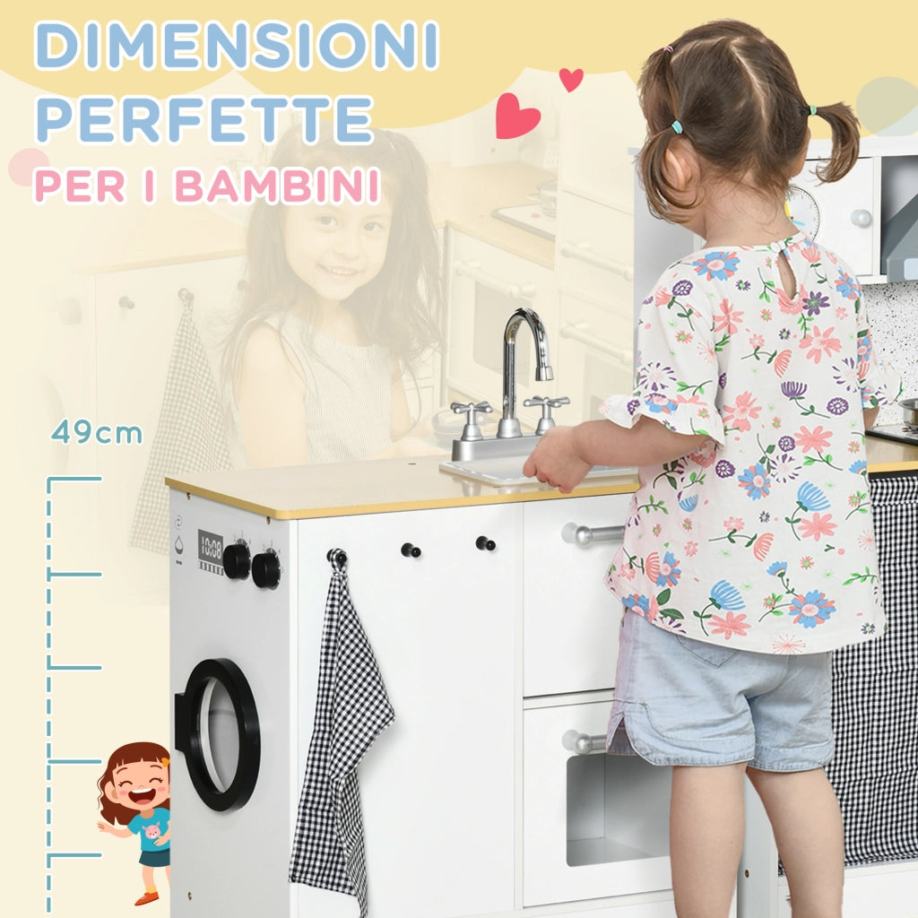 EasyComfort Cucina Giocattolo 2 Pezzi per Bambini 3-6 Anni con Utensili da Cucina, Luci ed Effetti Sonori, in MDF e PP
