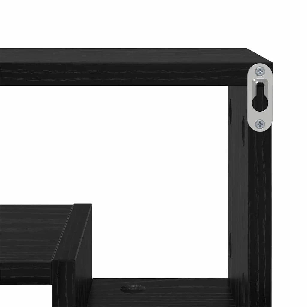 vidaXL Scaffale da parete con lo scaffale Rovere nero 82 x 15 x 51 cm