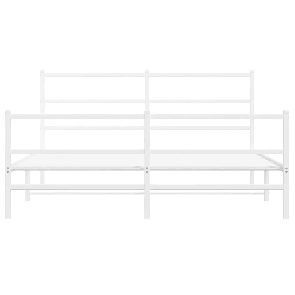 Giroletto con Testiera e Pediera Metallo Bianco 150x200 cm 355434