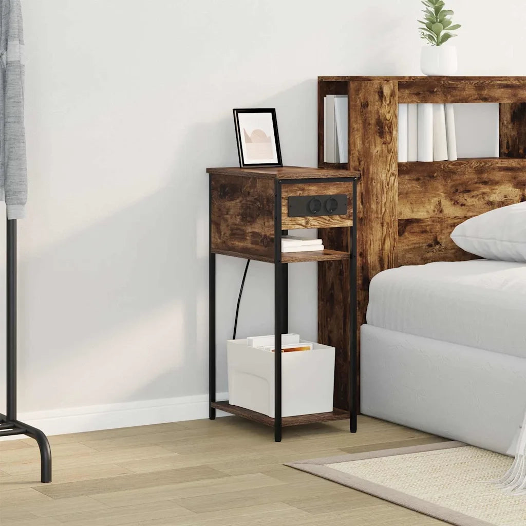 vidaXL Armadio da Notte Rovere fumo 28.1 x 40.9 x 75 cm