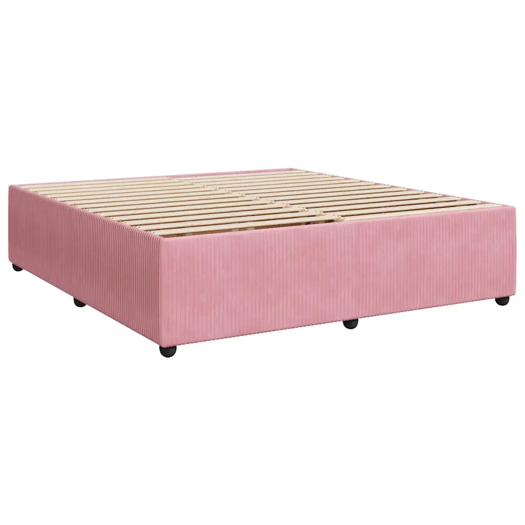 Giroletto a Molle con Materasso Rosa 180x200 cm in Velluto 3292411