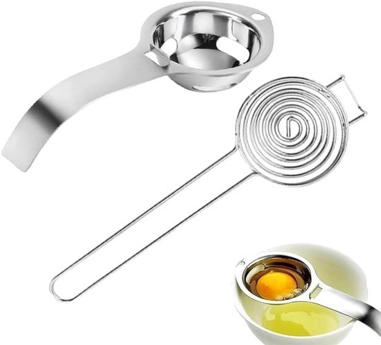 Scheiden di uova in due pezzi - Separatore di uova in metallo inossidabile - Separazione rapida dell'albumina - Aiuto in cucina in acciaio inossidabile