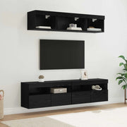 Mobile Porta TV con LED 5 pz-Credenza per TV Rovere Nero 80 x 30 x 40 cm