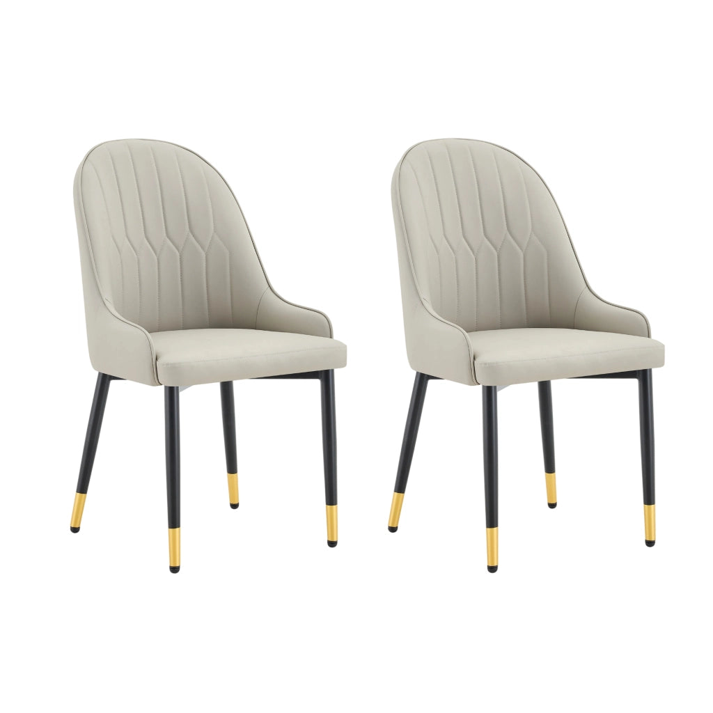 Set di 2 sedie ergonomiche con schienale a fulmine in PU nero e grigio caldo