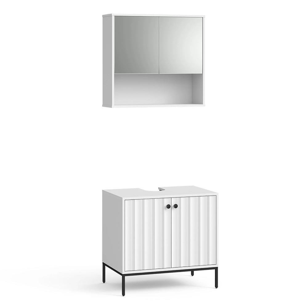 Vicco Set di mobili da bagno Ondulazione bianca 2 parti