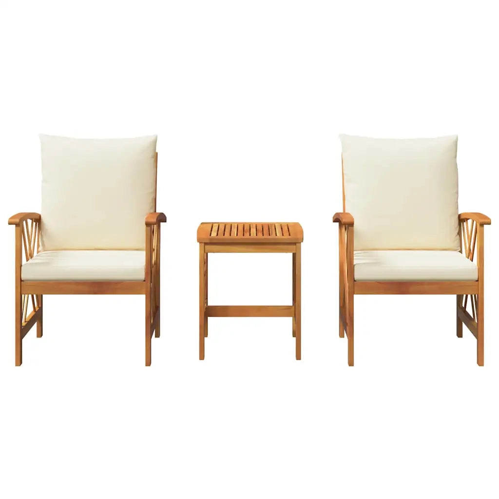 Set Divano da Giardino 3 pz-Sofa da Giardino-Divanetto da esterno Marrone legno massello di acacia