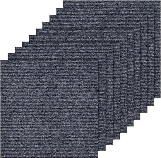 Set di Tegli di Pavimento Autoadesivi 30x30 cm da 10 Antiscivolo Duraturo per Ufficio Grigio Scuro