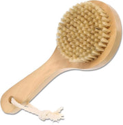 Borsetto per il corpo, manico corto, setole naturali, massaggio della schiena, manico in legno antiscivolo, per l'esfoliazione, miglioramento del flusso sanguigno e riduzione della cellulite.
