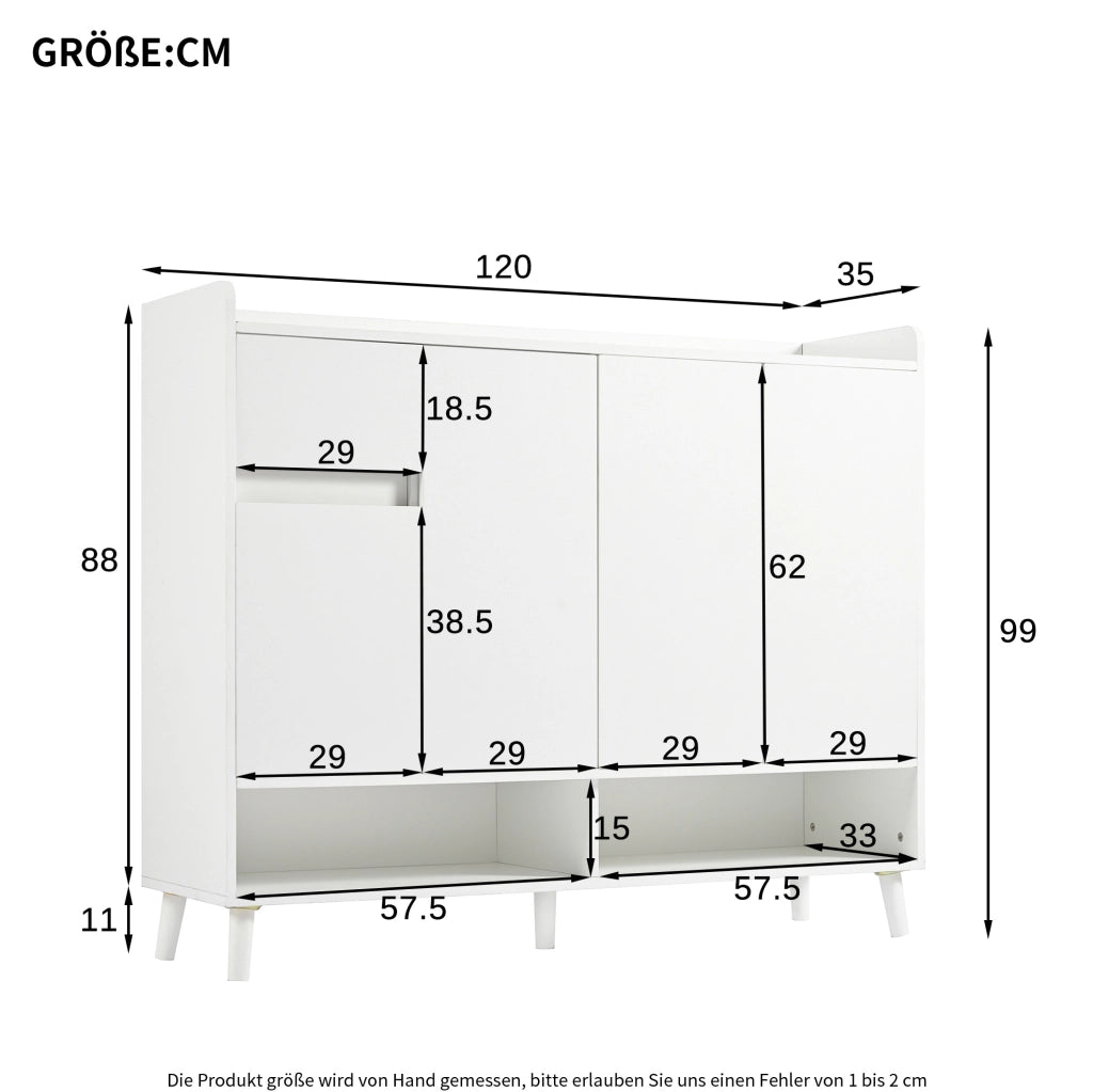 Scarpiera bianca in truciolare 120x35x99 cm