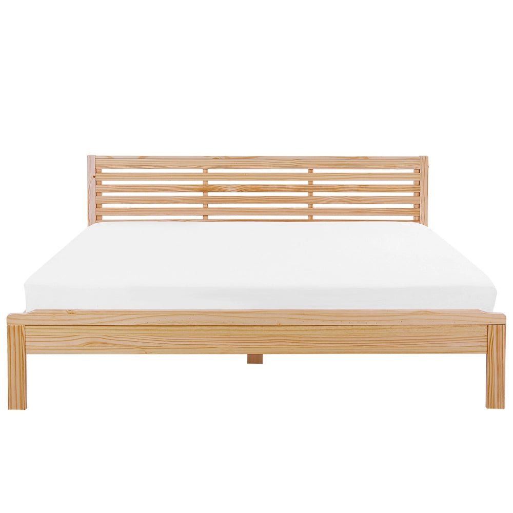 Letto in marrone chiaro 180 x 200 cm testiera letto a doghe