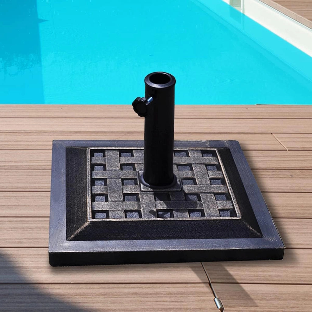 Base per Ombrellone, per Pali da 38-48mm, Base Ombrellone in Resina, 12KG, 44 x 44 x 33 cm, Nero