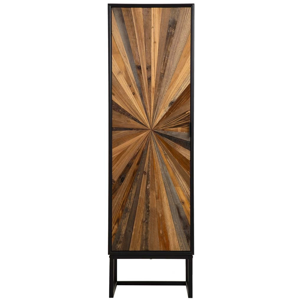 Mobiletto in legno di recupero nero con 2 ripiani 40,5x37x139,5h cm