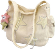 Borsa a Spalla Retro - Tas da Spalla a Cappio - Per Scuola, Lavoro e Viaggi - Beige