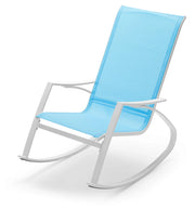 Poltrona Dondolo da Giardino 99x60,5x97 cm in Acciaio e Textilene Azzurra