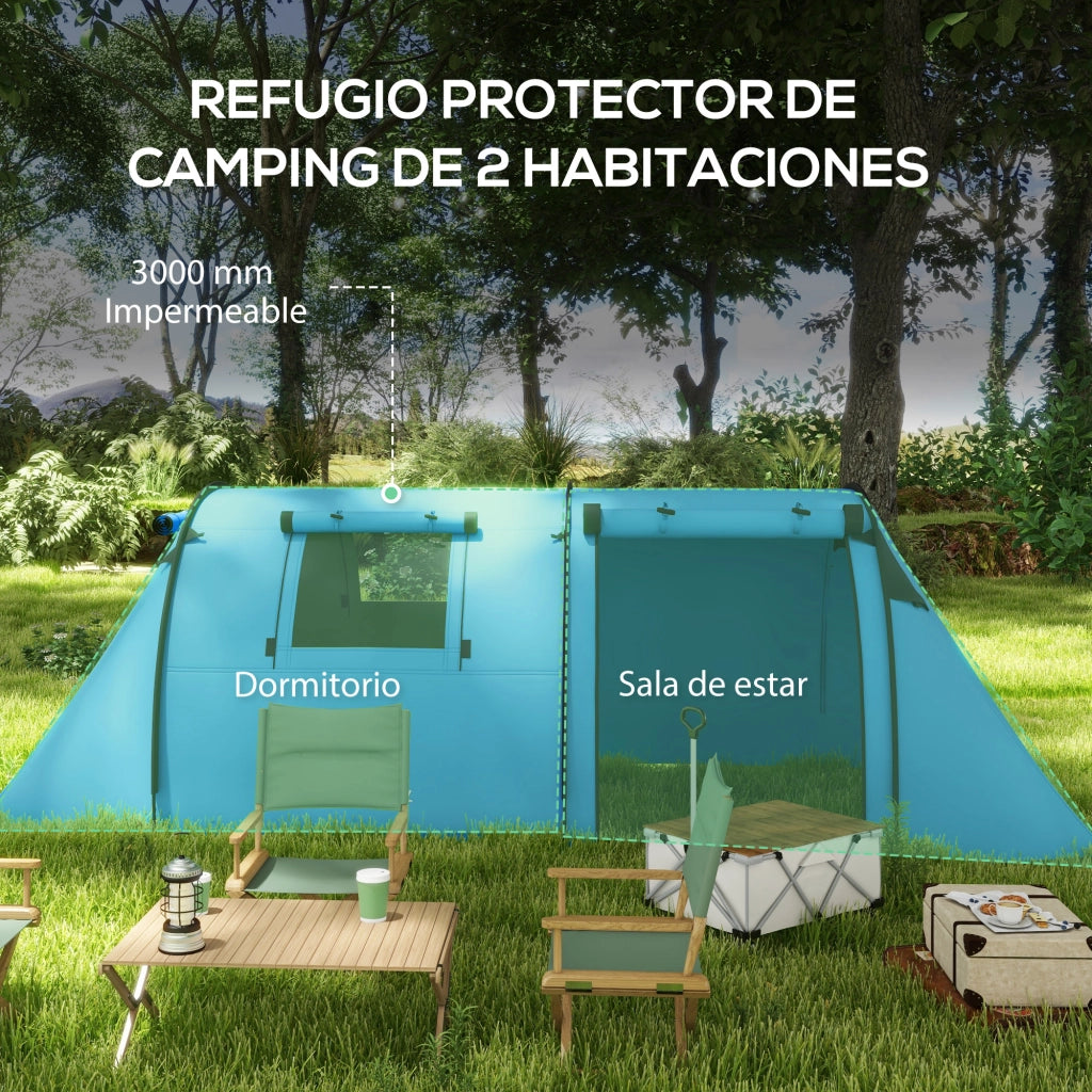 Tenda da campeggio 3 persone con finestre e borsa ¨C zephmum ¨C blu 470x220x150 cm