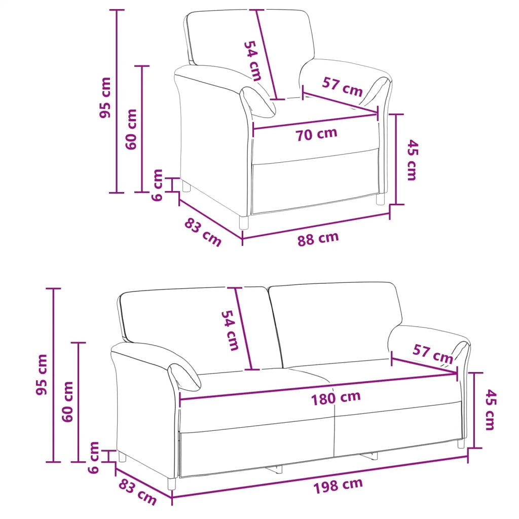 Set di divani 2 pz Viola Velluto 3424926