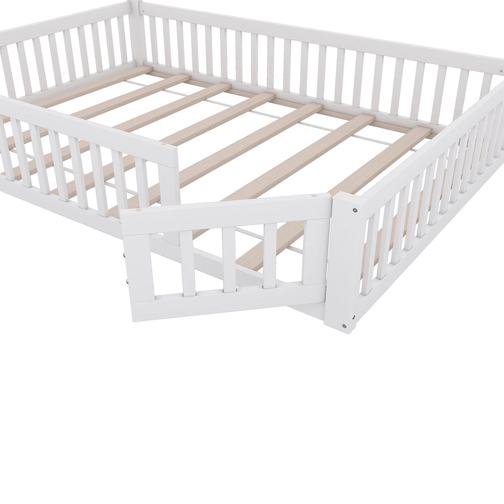 Letto bambino-Xylo-140x190 cm-forma camino, doghe, pino, bianco