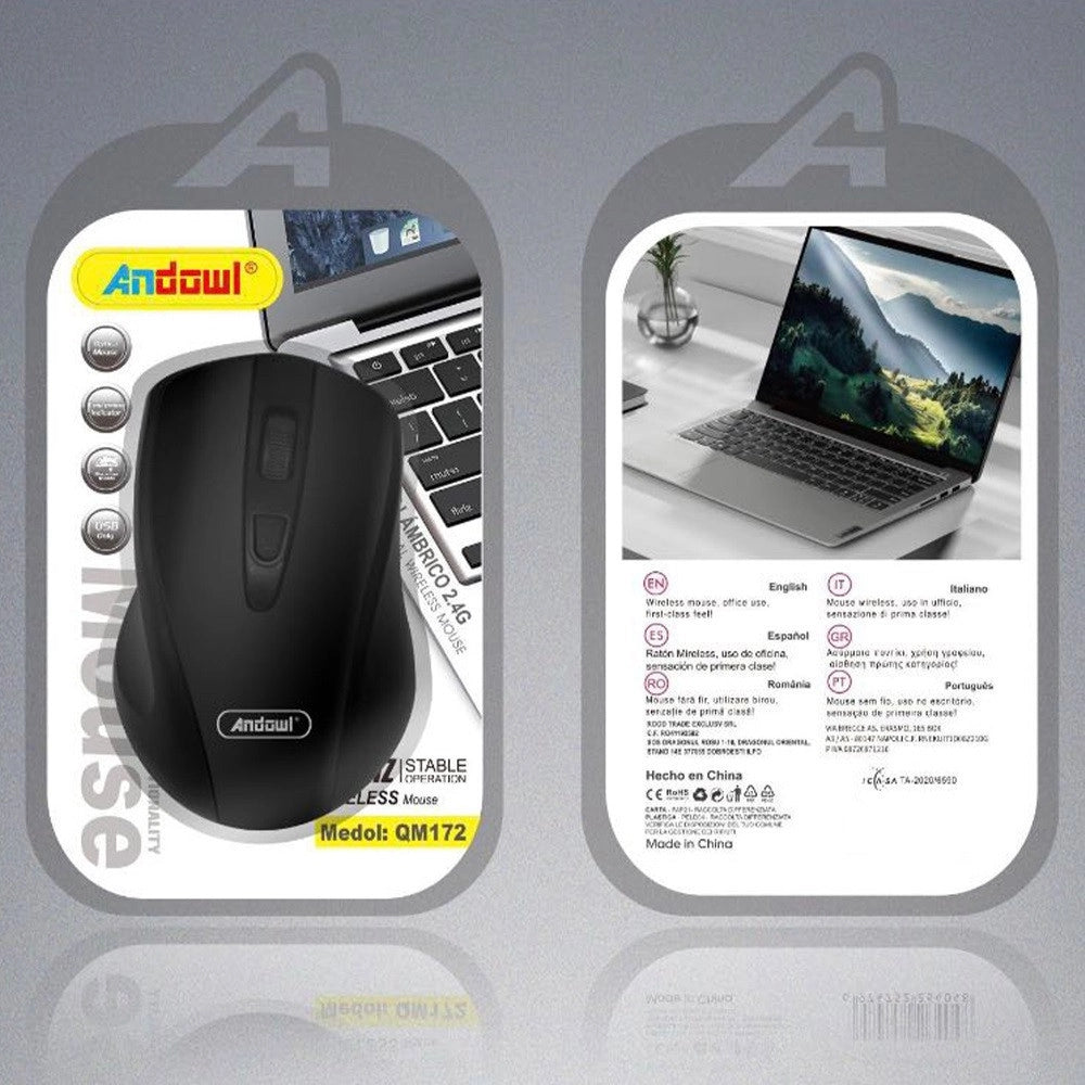 Trade Shop - Mouse Wireless 2,4 Ghz Usb Sensore Ottico Senza Fili Con Indicatore Batteria Scarica Qm172 -