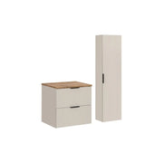 Set da bagno NOXERA 60 cm – Marrone congo & wotan – piano per lavabo + colonna