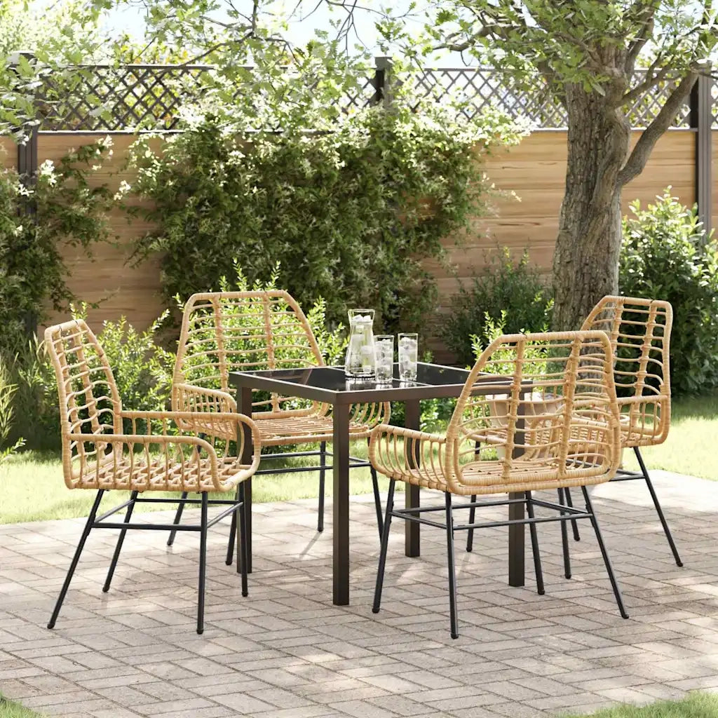 Set da Pranzo per Giardino 5 pcs Marrone polyrattan 3380849