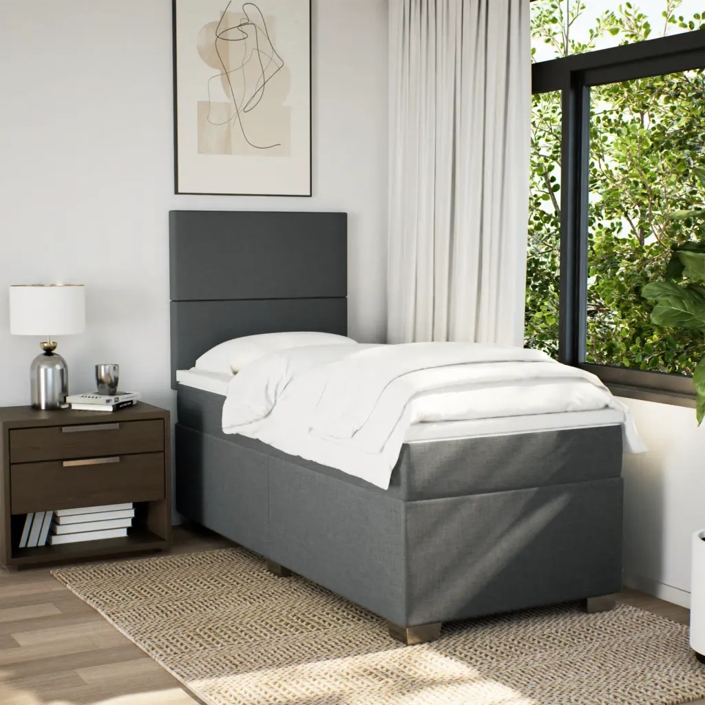 Giroletto a Molle con Materasso Grigio Scuro 90x190 cm Tessuto 3292637
