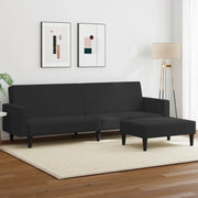 Divano Letto a 2 Posti con Poggiapiedi-Sofa Letto 2 Posti-Daybed Nero in Velluto 357787