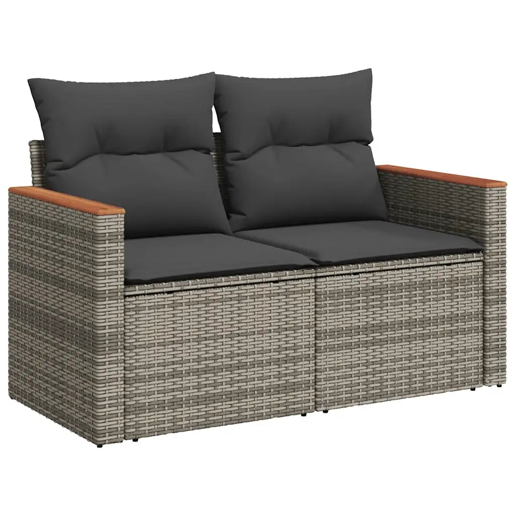 Divano da Giardino con Cuscini 2 Posti Grigio in Polyrattan 366128