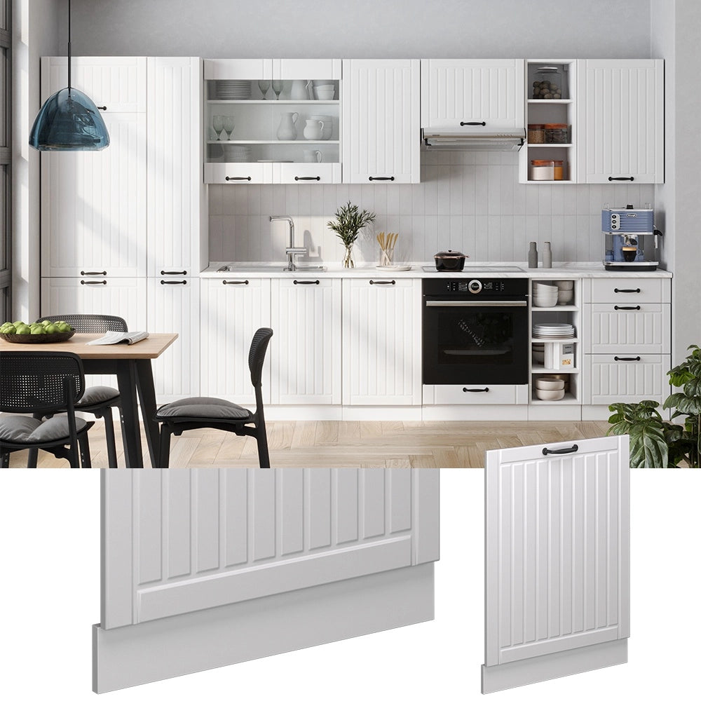 Pannello frontale della lavastoviglie Fame-Line Bianco rustico/Bianco 60 cm, PL Antracite Vicco
