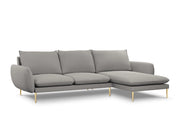 Cosmopolitan Design - Divano angolare destro "Vienna" 5 posti in bouclé grigio 