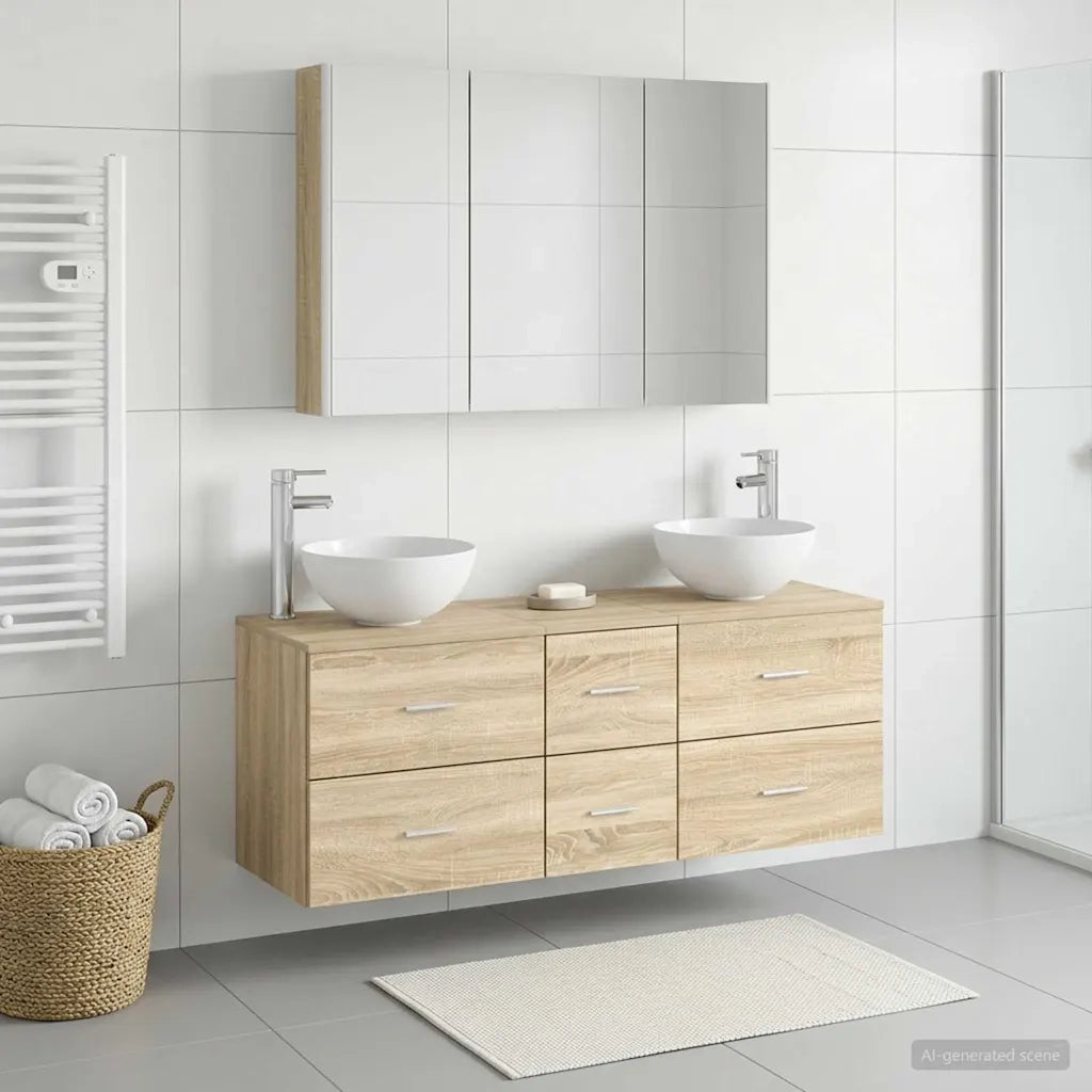 Set di mobili per il bagno 4 pcs Rovere Sonoma 3406745