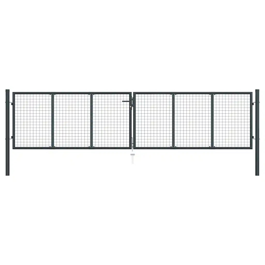 Cancello per Giardino in Acciaio Zincato 400x150 cm Grigio  cod mxl 47312