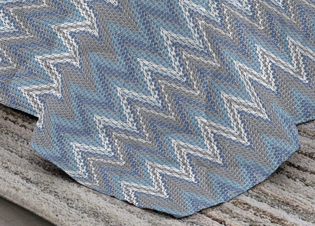 Trapuntino Piumino Estivo Pensieri Delicati Disegno Spinato Zig Zag - Matrimoniale - Azzurro
