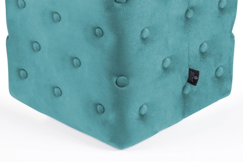 Pouf poggiapiedi quadrato, pouf divano in velluto verde petrolio - Otto - PO26OT