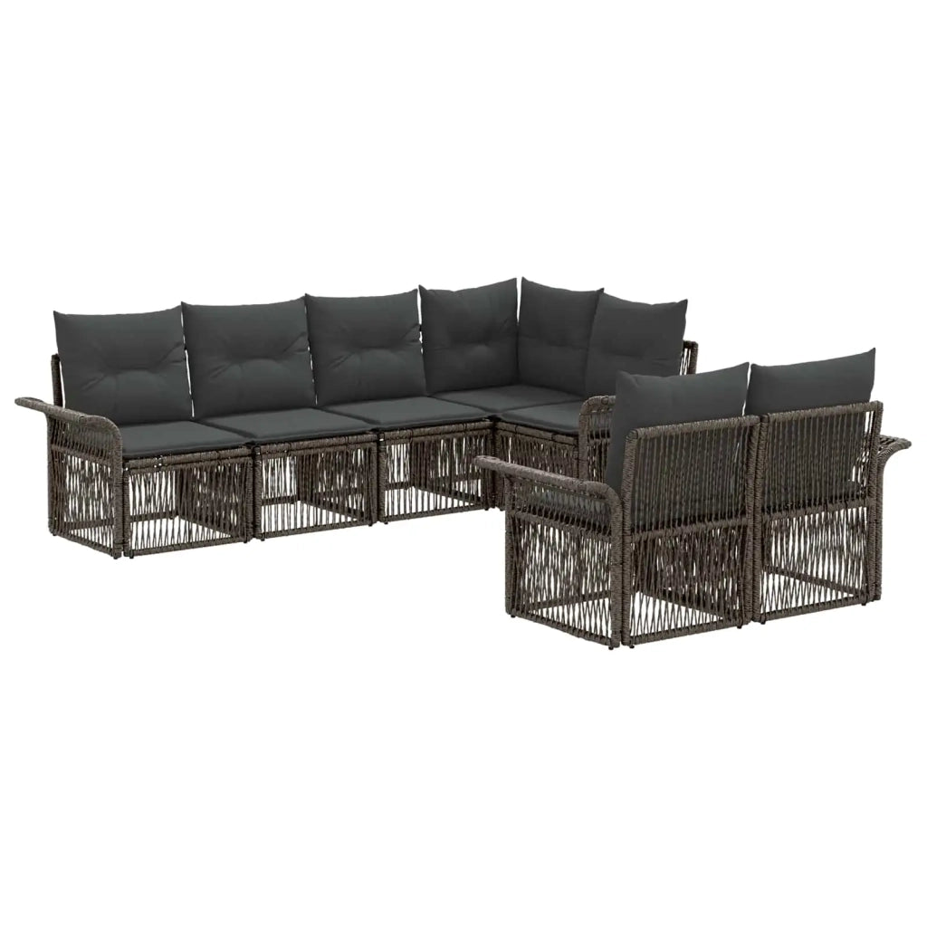Set Divano da Giardino 7 pz 7-Numero di posti Grigio polyrattan 3434888