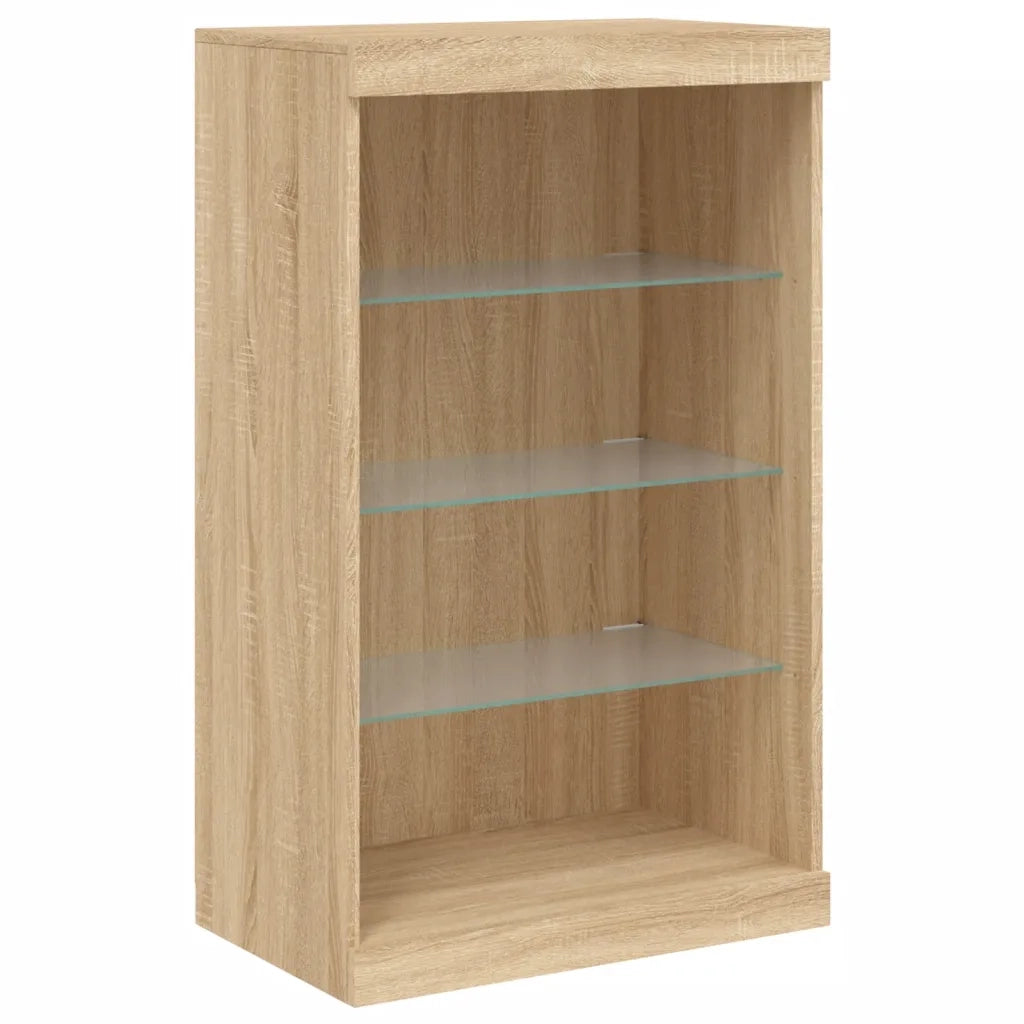 Credenza con Luci LED-Buffet-Armadio da cucina Rovere Sonoma 181,5x37x100 cm 558218
