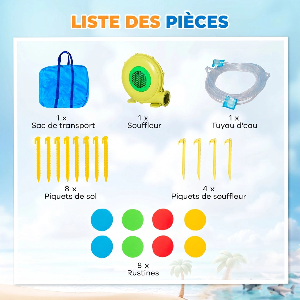 Casetta gonfiabile con scivolo, trampolino e piscina ¨C zephmum ¨C 390x300x197 cm, multicolore