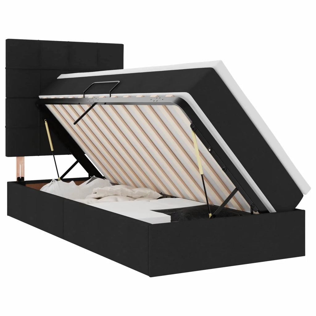 Letto con contenitore e materasso Nero 90 x 190 cm Poliestere