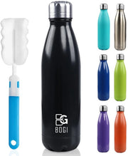 Fles in acciaio inossidabile 500ml a doppia parete termos, flessa impermeabile a liquidi, isolata in acciaio inossidabile, BPA-free, adatta per bambini, mantiene caldo e freddo, ideale per biciclette da corsa (nero)