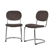 Set 2 sedie arrotondate metallo, velluto a coste e gambe cromate,