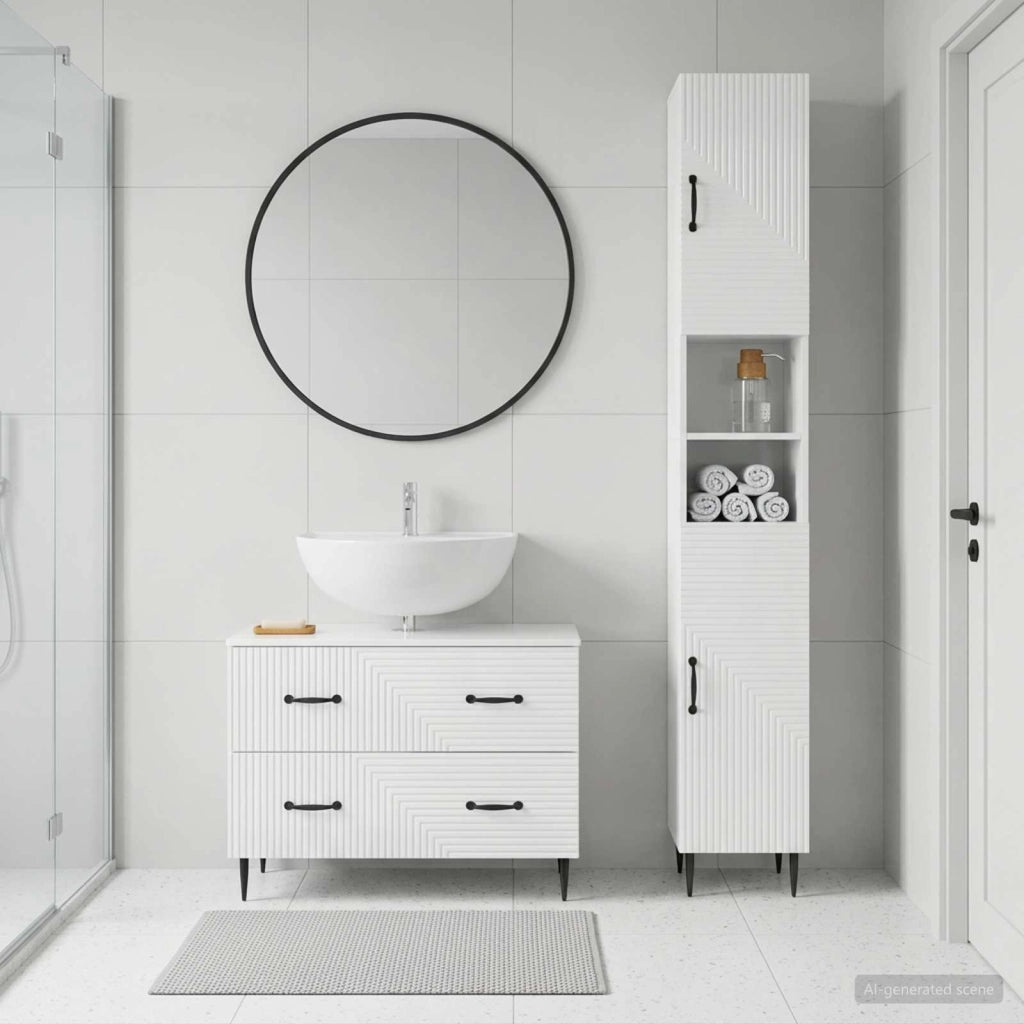 Set di Armadi da Bagno da 2 Pezzi HAARLEM Bianco Lucido 3417535