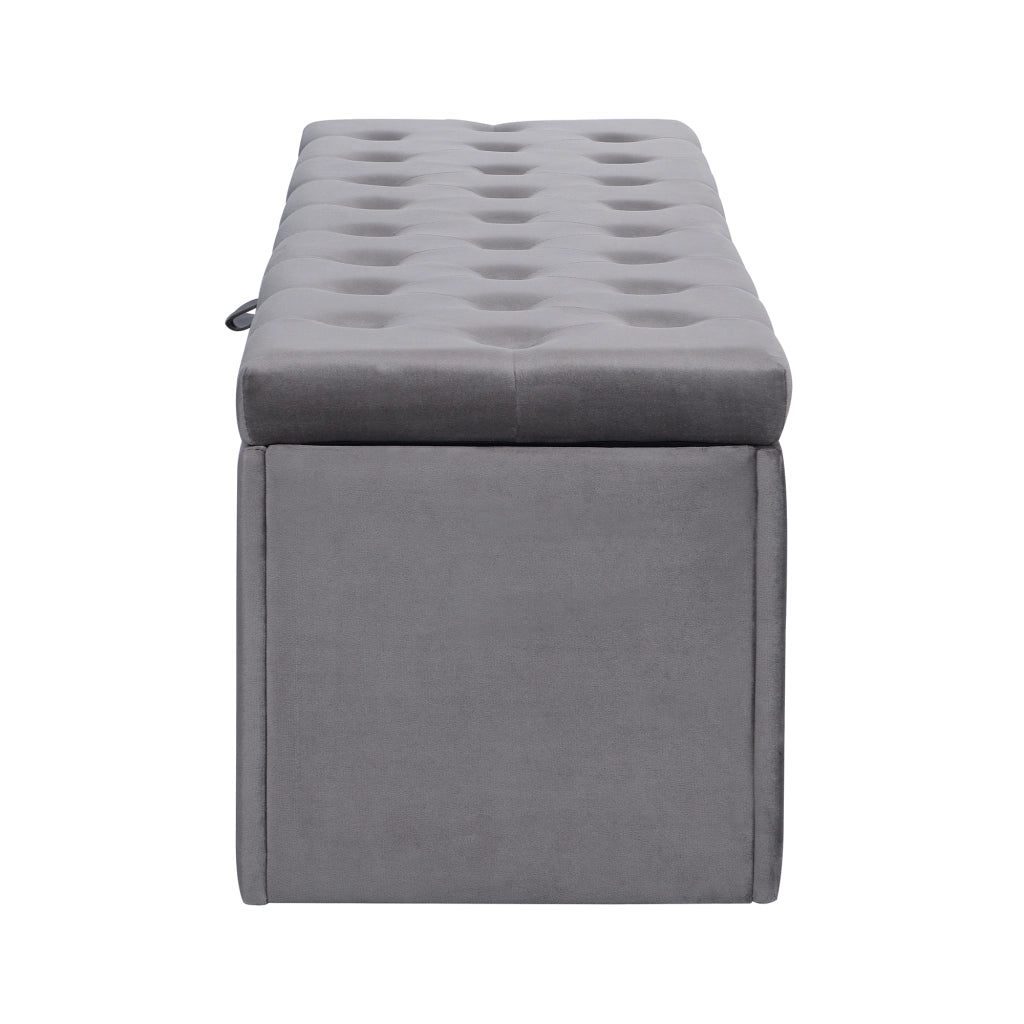 Panca contenitore Ottomana in Velluto con vano contenitore per camera da letto Grigio 138 × 41 × 42 cm