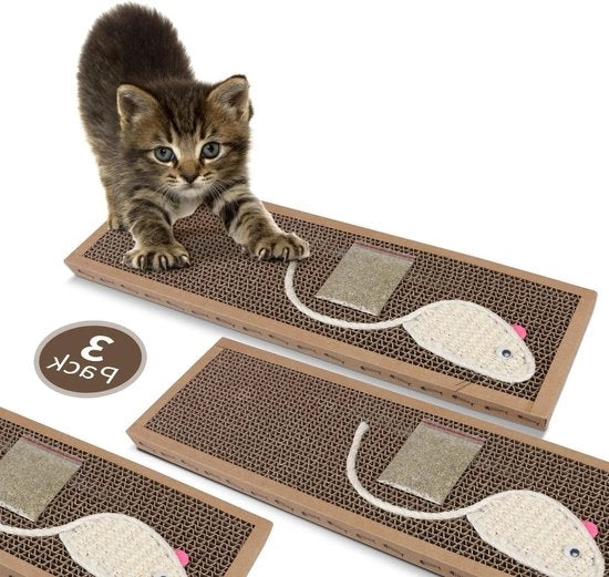 Mat di gomma per gatto con tre pezzi e catnip - 38 * 12,5 * 1,8cm