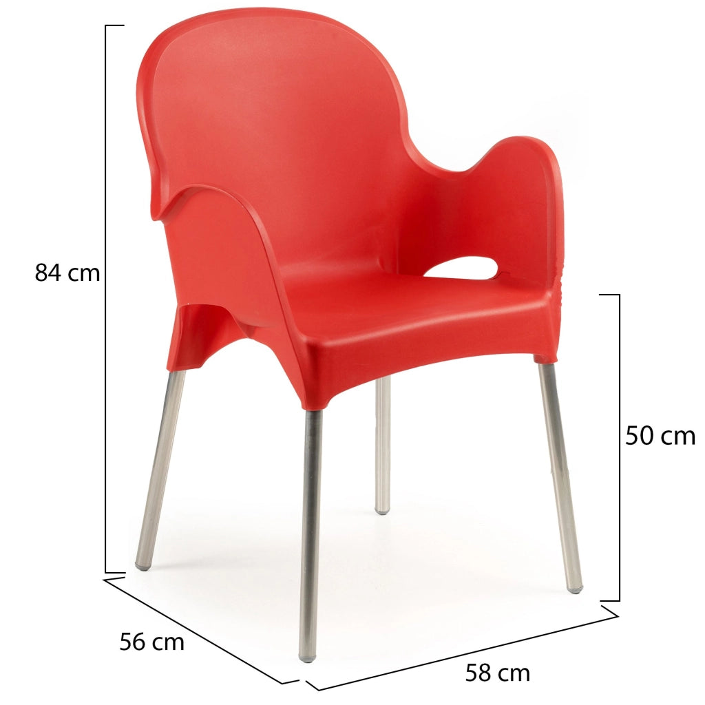 Raimund, Sedia da Esterno 4 Sedie Made in Italy, Rosso