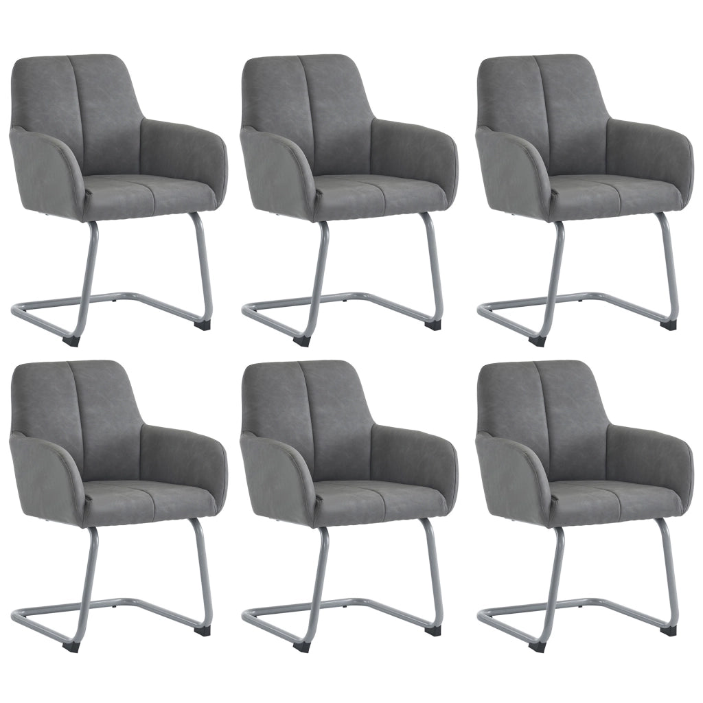 Sedia da Pranzo Set 6 Pezzi Imbottita ¨C MINIMAL ¨C Grigio, Gambe in Metallo