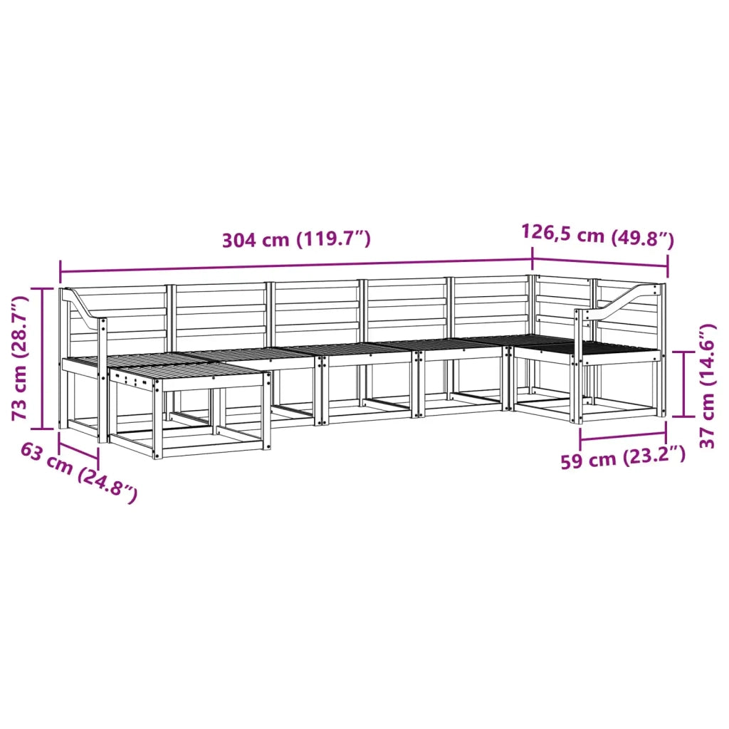 Set di divani da esterno 7 pcs Bianco Legno di Acacia Massello 3387958