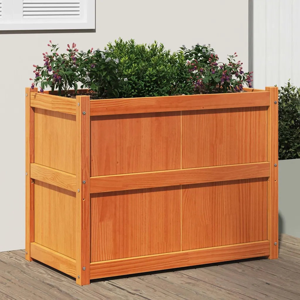 Fioriera Giardino Marrone Cera 90x50x70 cm Legno Massello Pino 837471