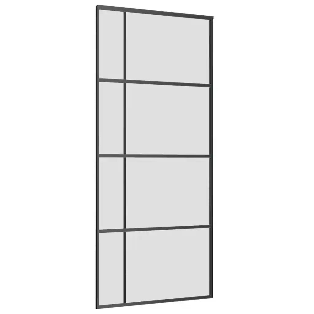Porta Scorrevole con Ferramenta Nera 90x205 cm in Vetro ESG 3375951