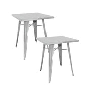 Set 2 Tavoli da Giardino 60x60 cm in Lamiera Galvanizzata Vorghini Silver
